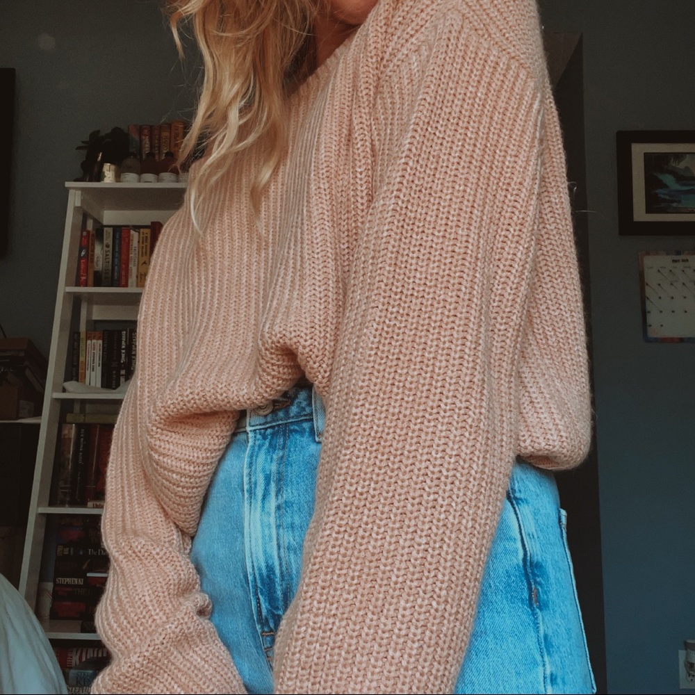Peach Off the Shoulder Sweater